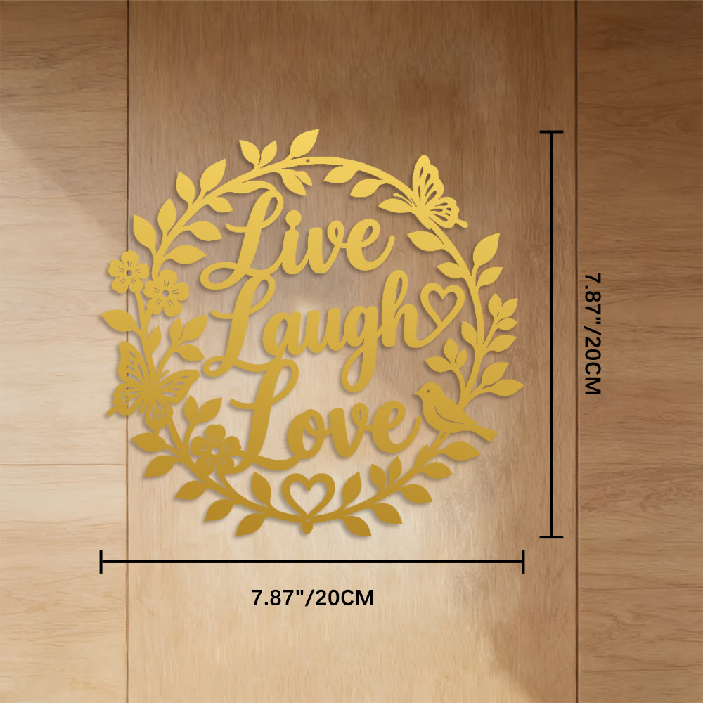 FuAttract Positivity Joy & Happiness Live Laugh Love Metal Wall Decor Home Art Decor - Gold - 19.69"*19.69"*0.05"/50*50*0.12cm - image 16