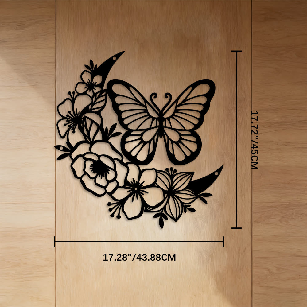 FuAttract Transformation Grace & Renewal Butterfly Crescent Moon Metal Wall Decor Home Art Decor - Black - 17.28"*17.72"*0.04"/43.88*45*0.1cm - image 7