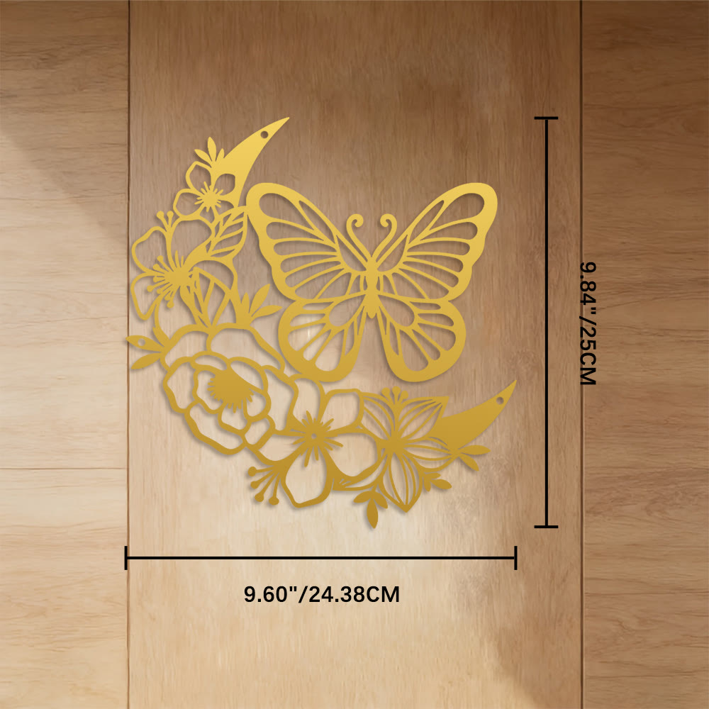 FuAttract Transformation Grace & Renewal Butterfly Crescent Moon Metal Wall Decor Home Art Decor - Gold - 9.60"*9.84"*0.04"/24.38*25*0.1cm - image 17