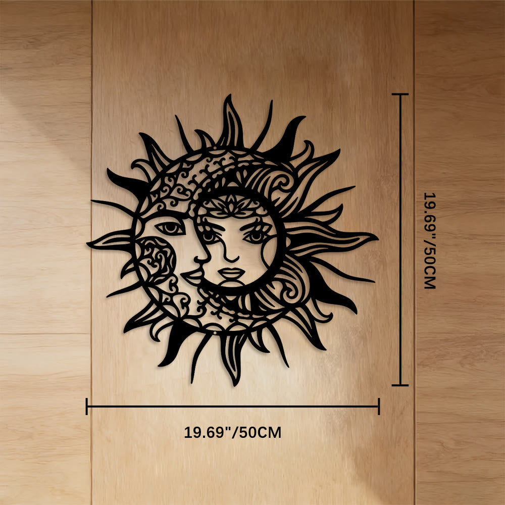 FuAttract Balance Mystery & Cosmic Harmony Sun And Moon Metal Wall Decor Home Art Decor - Black - 19.69"*19.69"*0.05"/50*50*0.12cm - image 8