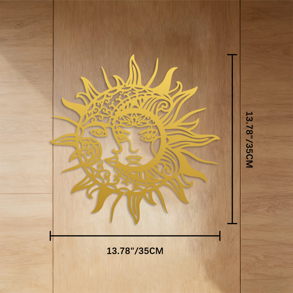FuAttract Balance Mystery & Cosmic Harmony Sun And Moon Metal Wall Decor Home Art Decor - Gold - 13.78"*13.78"*0.04"/35*35*0.1cm - image 18