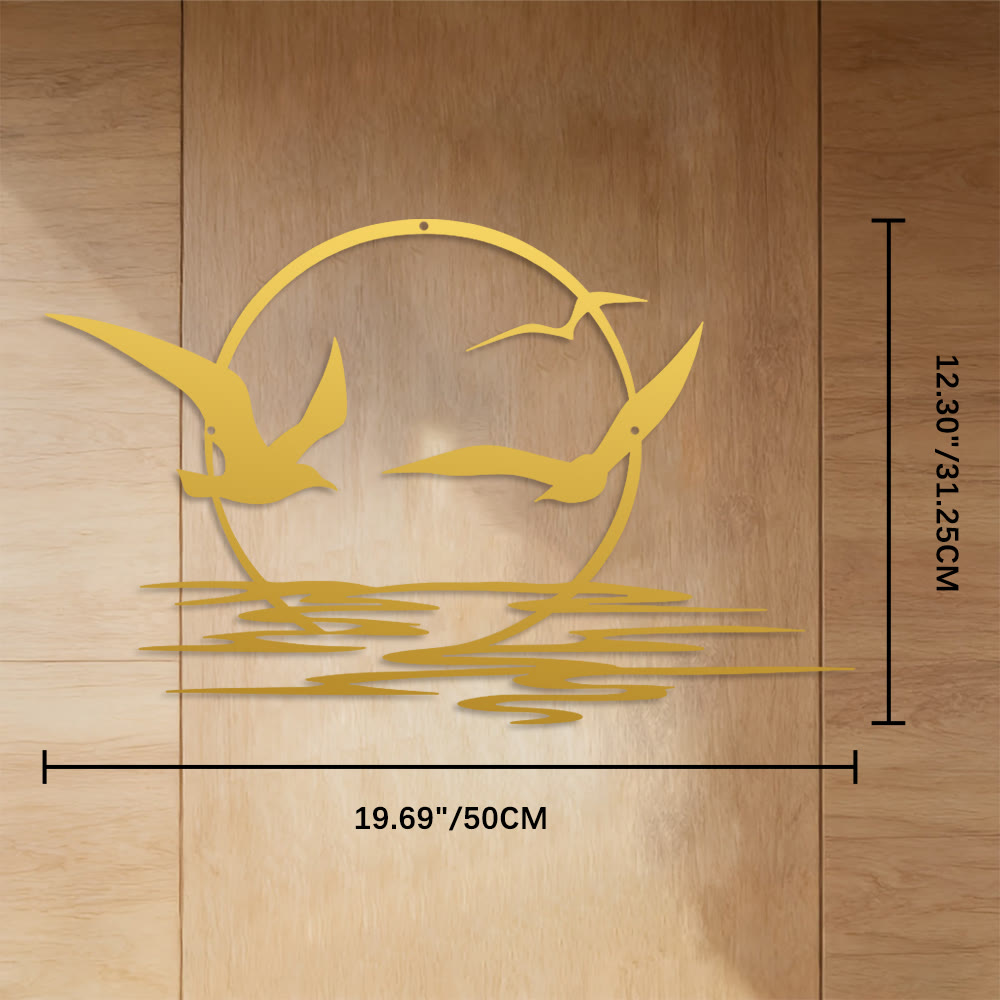 FuAttract Freedom Hope & New Beginnings Sun Seagulls Metal Wall Decor Home Art Decor - Gold - 19.69"*12.30"*0.05"/50*31.25*0.12cm - image 18