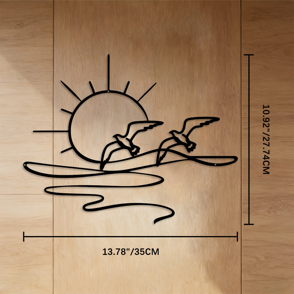 FuAttract Freedom Hope & Serenity Seagulls Sunrise Metal Wall Decor Home Art Decor - Black - 13.78"*10.92"*0.04"/35*27.74*0.1cm - image 4