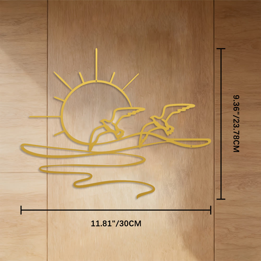 FuAttract Freedom Hope & Serenity Seagulls Sunrise Metal Wall Decor Home Art Decor - Gold - 11.81"*9.36"*0.04"/30*23.78*0.1cm - image 14