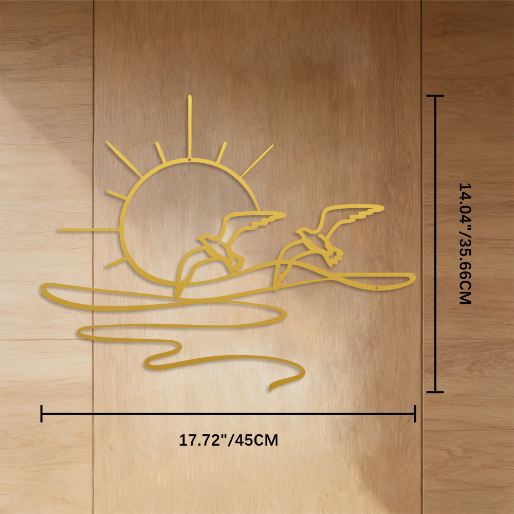 FuAttract Freedom Hope & Serenity Seagulls Sunrise Metal Wall Decor Home Art Decor - Gold - 17.72"*14.04"*0.04"/45*35.66*0.1cm - image 17