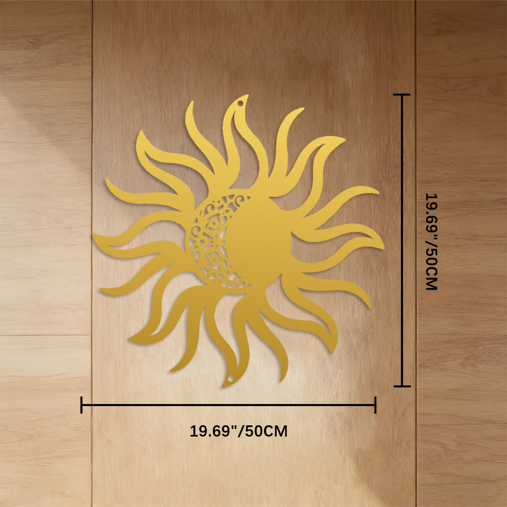 FuAttract Renewal Vitality & Balance Sun Moon Mandala Metal Wall Decor Home Art Decor - Gold - 19.69"*19.69"*0.05"/50*50*0.12cm - image 22