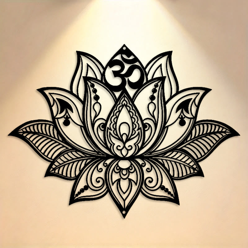 FuAttract Serenity Purity & Spiritual Awakening Lotus Mandala Om Mani Mantra Metal Wall Home Art Decor - image 0