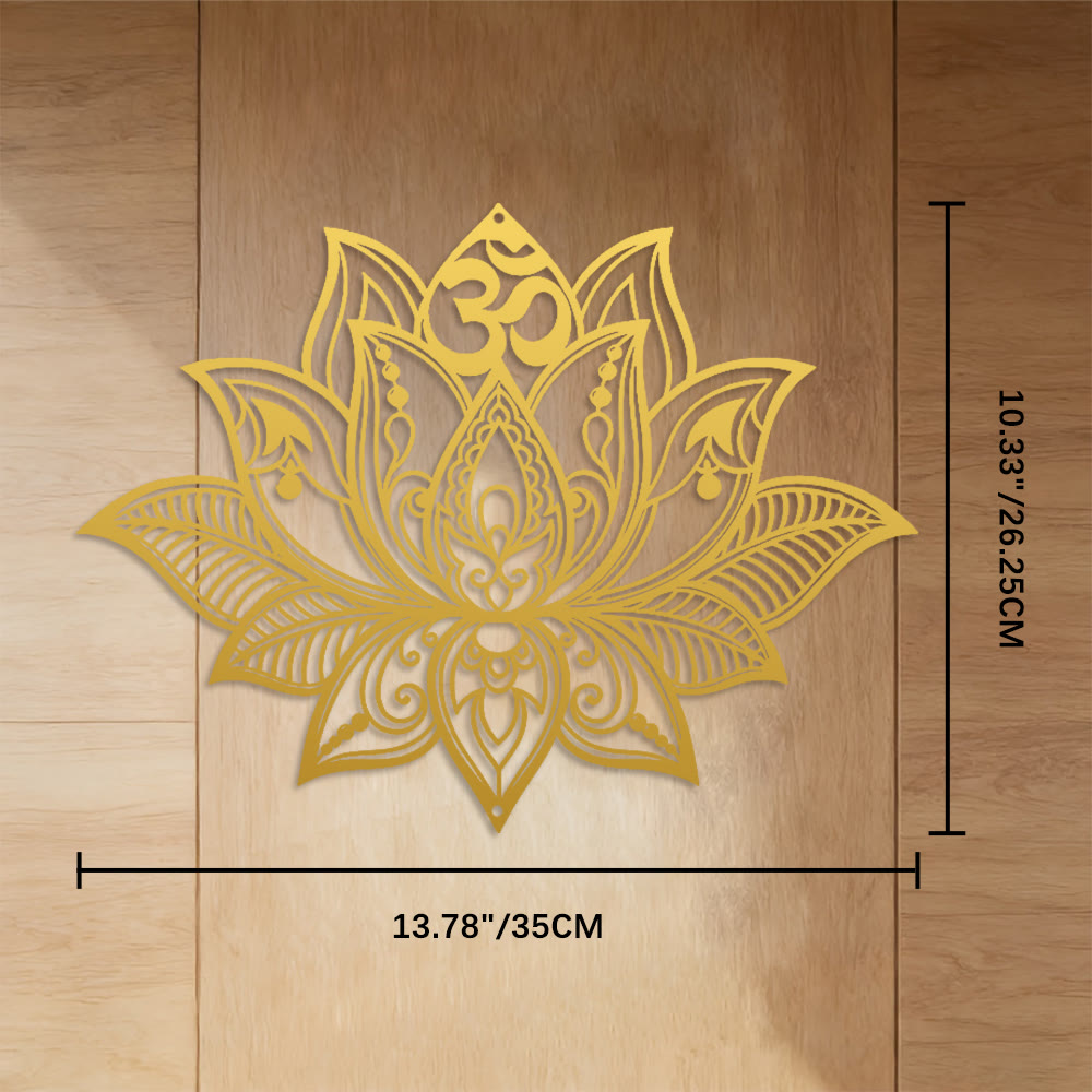 FuAttract Serenity Purity & Spiritual Awakening Lotus Mandala Om Mani Mantra Metal Wall Home Art Decor - Gold - 13.78"*10.33"*0.04"/35*26.25*0.1cm - image 17