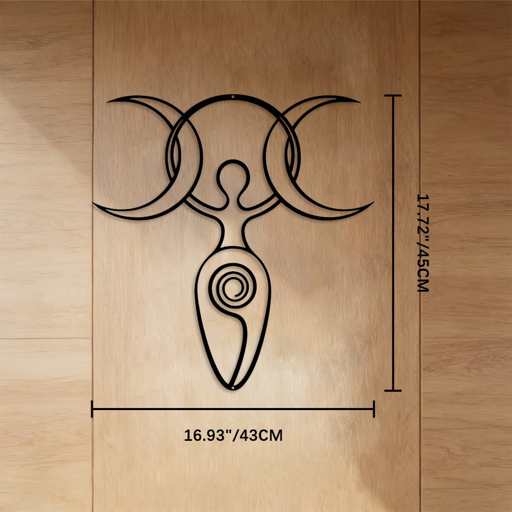 FuAttract Intuition Feminine Energy & Transformation Triple Moon Goddess Metal Wall Decor Home Art Decor - Black - 16.93"*17.72"*0.04"/43*45*0.1cm - image 6