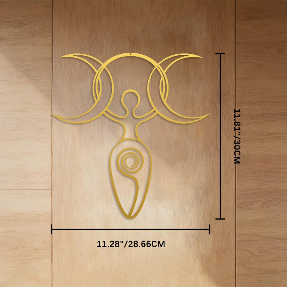 FuAttract Intuition Feminine Energy & Transformation Triple Moon Goddess Metal Wall Decor Home Art Decor - Gold - 11.28"*11.81"*0.04"/28.66*30*0.1cm - image 13