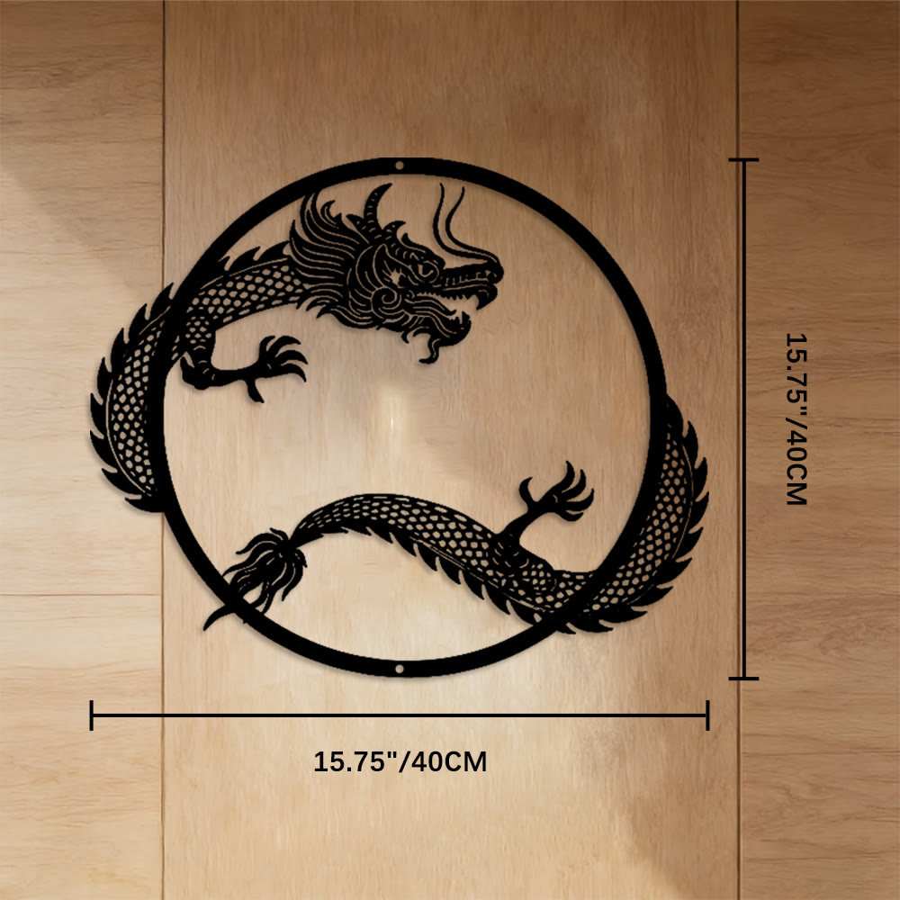 FuAttract Strength Protection & Good Fortune Dragon Metal Wall Decor Home Art Decor - Black - 15.75"*15.75"*0.04"/40*40*0.1cm - image 6