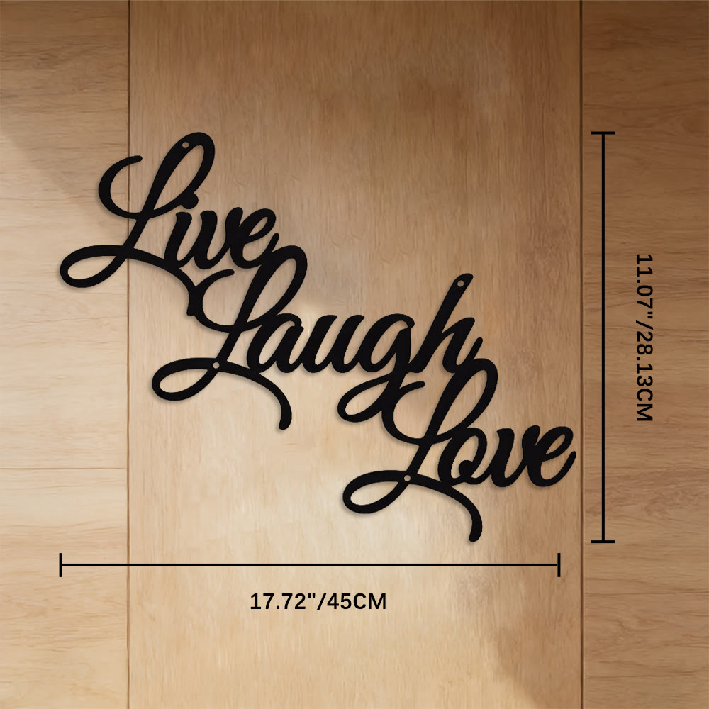 FuAttract Joyful Living & Heartfelt Affection Live Laugh Love Metal Wall Decor Home Art Decor - Black - 17.72"*11.07"*0.04"/45*28.13*0.1cm - image 6