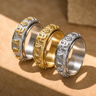 FuAtrract Protection & Inner Strength Om Mani Mantra Titanium Steel Spinner Ring  - image 0