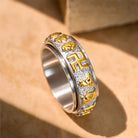 FuAtrract Protection & Inner Strength Om Mani Mantra Titanium Steel Spinner Ring  - image 5