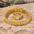FuAttract Wealth Attraction & Good Fortune Geometric Link Bracelet and Ring Set - 2 piece set - image 0