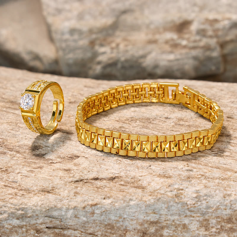 FuAttract Wealth Attraction & Good Fortune Geometric Link Bracelet and Ring Set - image 6
