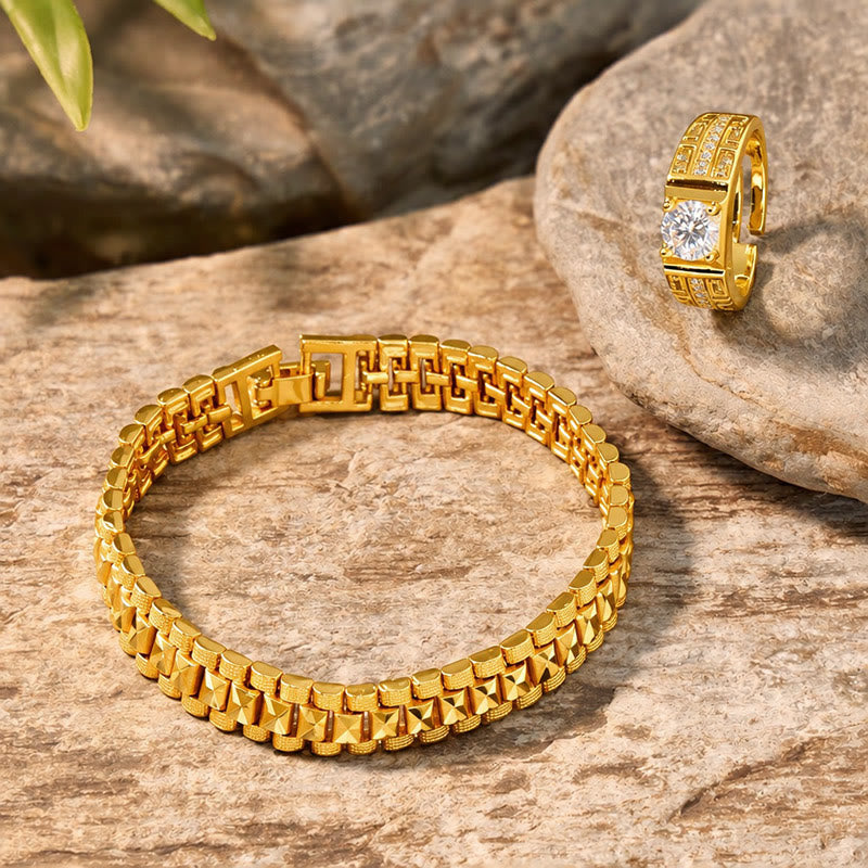 FuAttract Wealth Attraction & Good Fortune Geometric Link Bracelet and Ring Set - image 4