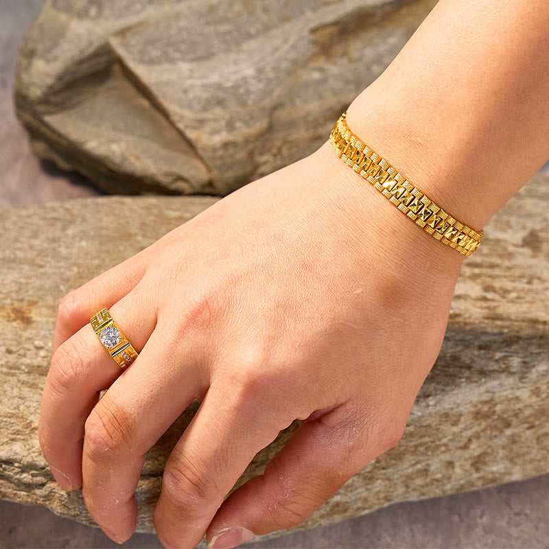 FuAttract Wealth Attraction & Good Fortune Geometric Link Bracelet and Ring Set - image 3